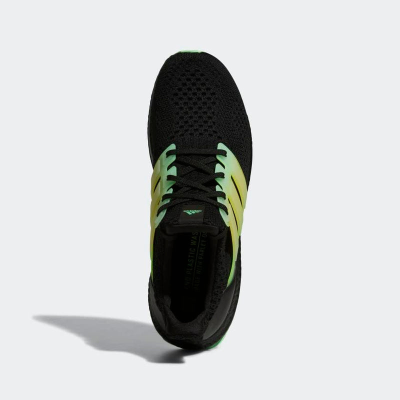 ADIDAS MEN'S ULTRABOOST 5.0 DNA CORE BLACK/CLOUD WHITE/BEAM GREEN SIZE 10 - Like New