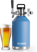 RAZORRI 128 oz. Stainless Steel Beer Growler, Double-Wall CG128OZ - OCEAN BLUE - Like New