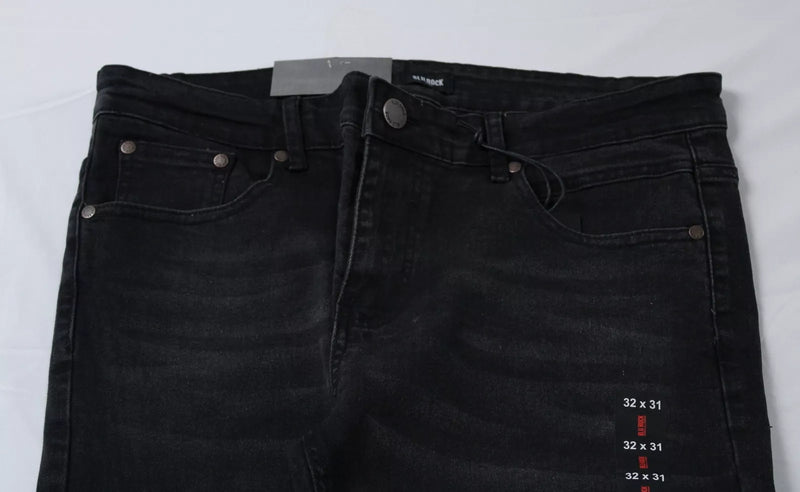 BLU ROCK MEN'S CASUAL FLEX STRETCH SLIM STRAIGHT JEANS - SIZE: MEN 32X31 - BLACK - Brand New