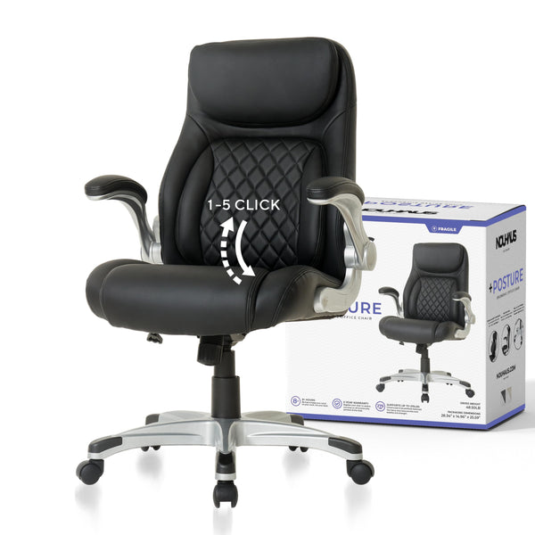 NOUHAUS +POSTURE ERGONOMIC PU LEATHER OFFICE CHAIR - BLACK - Like New