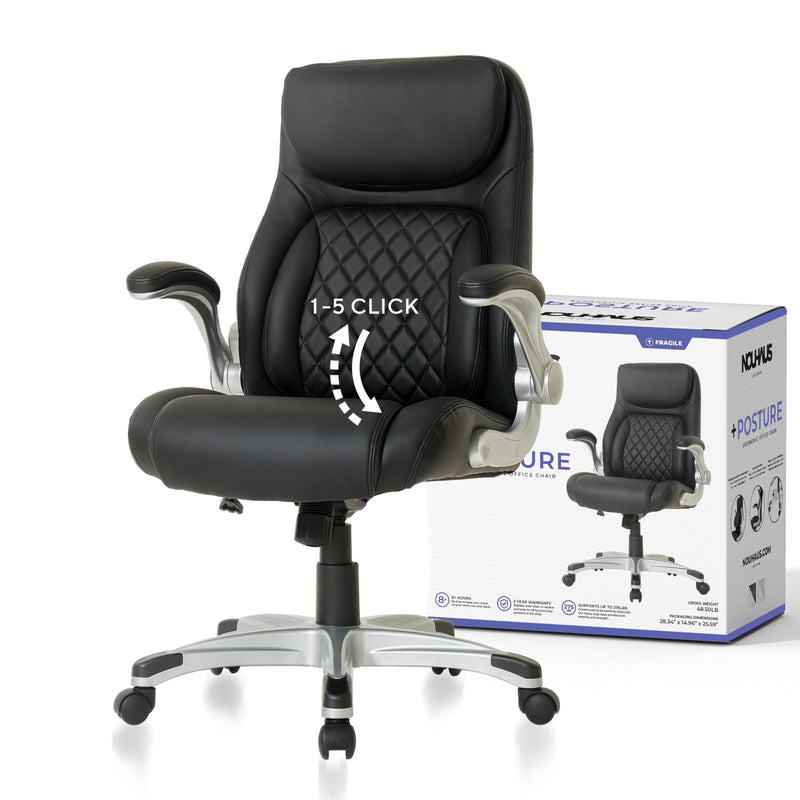 NOUHAUS +POSTURE ERGONOMIC PU LEATHER OFFICE CHAIR - BLACK - Like New