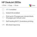 HP DESKJET 2855E WIRELESS ALL-IN-ONE COLOR INKJET PRINTER ONLY 2.4 GHZ - Brand New