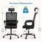 JHK OFFICE HIGH BACK MESH COMPUTER LUMBAR HEIGHT SWIVEL TASK C-6579-BK - BLACK - Like New