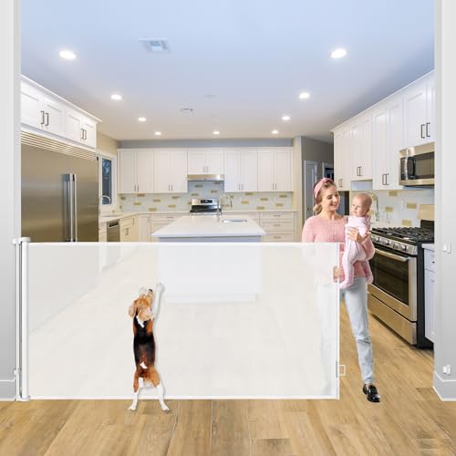 BETERTEK 42" TALL X 115" EXTRA WIDE BABY GATE RETRACTABLE BABY GATES - WHITE - Like New