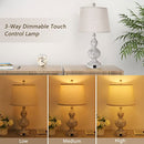 QiMH 3-Way Dimmable Control Table Lamp Set , Dual USB, Vintage B0BQBW122Q - Like New