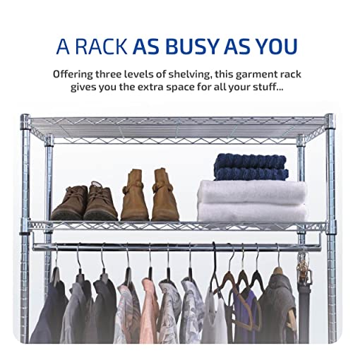 SAFERACKS 18"X36"X72" CLOTHING RACK WITH ADJUSTABLE SHELVES HANGER ROD - Black - Like New