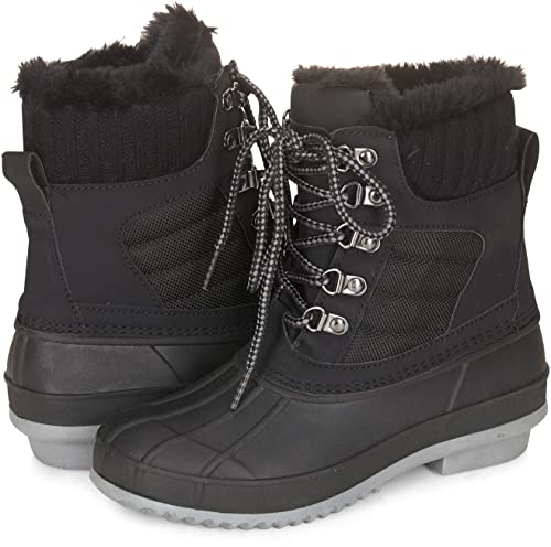 Khombu Women's Kathleen Waterproof Boot Mid Calf Black/Gray Size 9 - Brand New