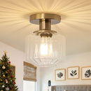 PARROT UNCLE - 6" MODERN GLASS SMALL SEMI FLUSH MOUNT CEILING LIGHT - GOLD - Like New