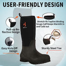 HUNTIT Rubber Work Boots for Men Multi-Season Waterproof Rubber Boots Black 8 - Brand New