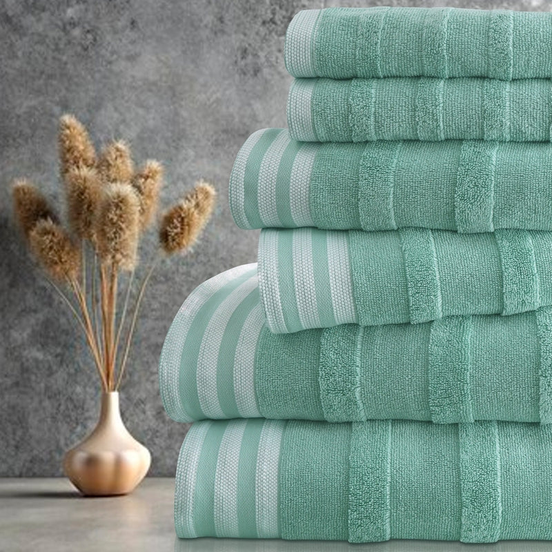 KATHY IRELAND 6-PIECE JACQUARD TOWEL SET - SAGE - Like New