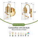 PARROT UNCLE MODERN 1-LIGHT GOLD WALL SCONCE LIGHT WITH SEEDED GLASS SHADE, GOLD - Like New
