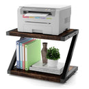 HUANUO PRINTER STAND, DESKTOP PRINTER STAND WITH 2 TIER WOOD STORAGE - BROWN - Like New