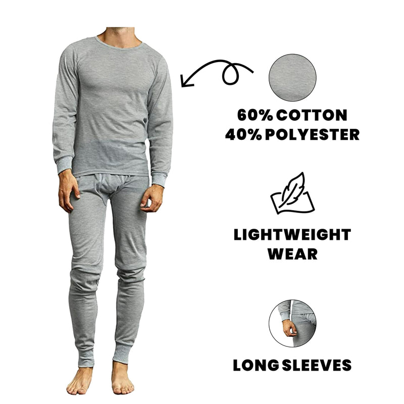GALAXY BY HARVIC 2-PIECE LIGHTWEIGHT THERMAL SET - SIZE: MEN M - HEATHER GRAY - Brand New