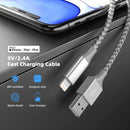 iPhone Charger 10FT Nylon Cable 3Pack BKAYPCABLE-A06 - Grey/White - Like New