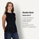 AEWM86473F25 Amazon Essentials women's regular-fit denim vest size 6x - Brand New