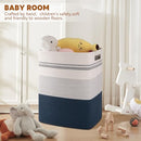 SIXDOVE LAUNDRY HAMPER LARGE WOVEN ROPE BASKET 22" X 17" X 13" DARKBLUE/WHITE - Like New