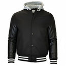 FORMAKER MEN'S HOODED VARSITY JACKET W/ DETACHABLE HOOD - SIZE: XL - BLACK/BLACK - Like New