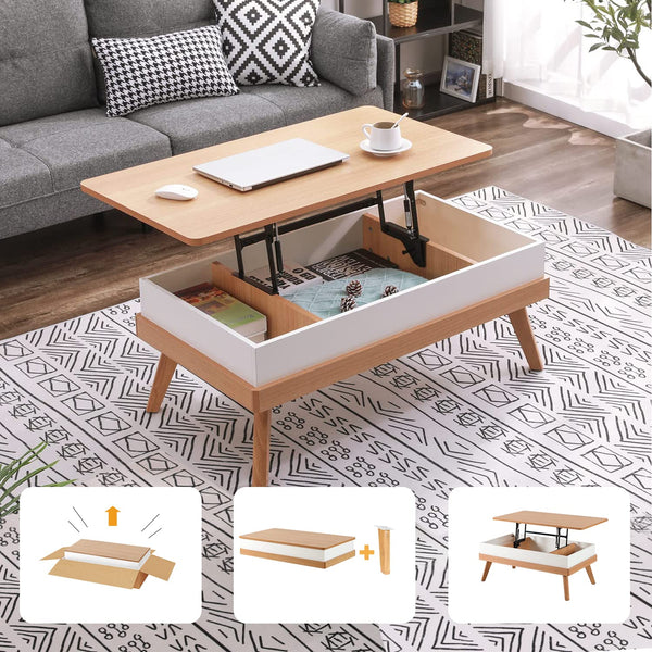 BIDISO LIFT TOP COFFEE CENTER TABLE WITH HIDDEN STORAGE - Scratch & Dent
