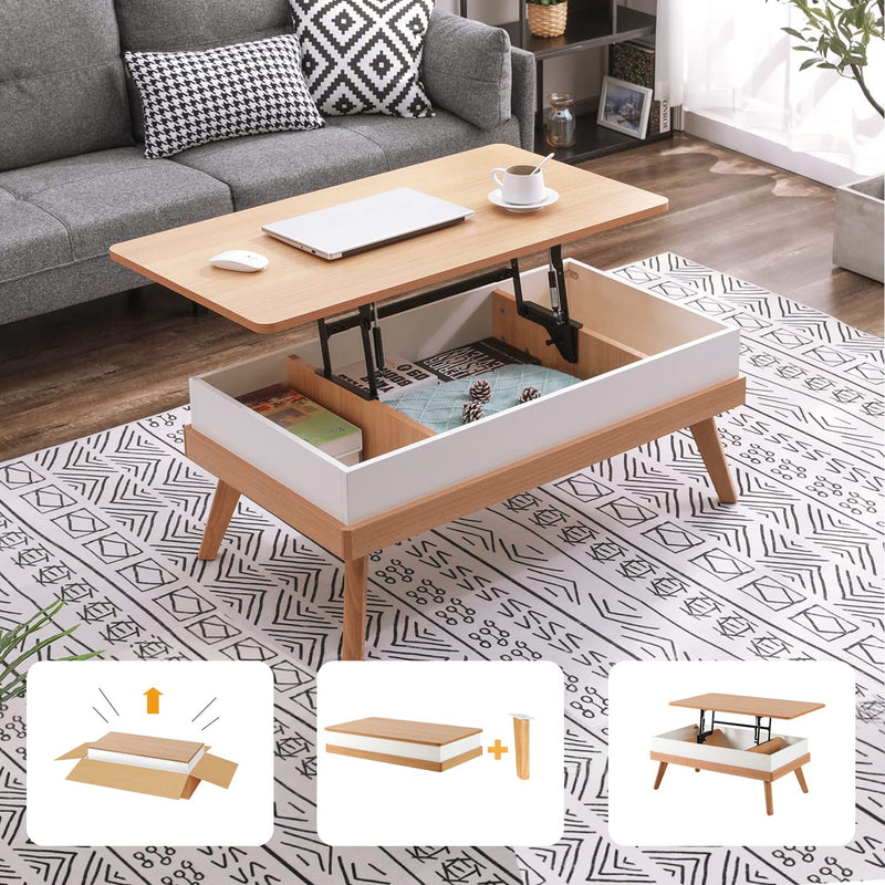 BIDISO LIFT TOP COFFEE CENTER TABLE WITH HIDDEN STORAGE - Scratch & Dent
