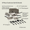 BELLA 21 PIECE KITCHEN SET, CERAMIC NONSTICK, ODJ-BLS2101 - OATMILK - Like New