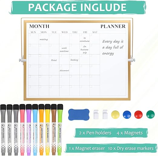 Jorking White Board, Dry Erase Calendar 16”x12” Magnetic, JK0005-5 - GOLDEN Like New