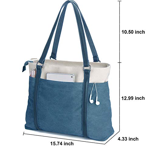 BAG WIZARD WOMEN'S WORK BAG LAPTOP COMPARTMENT ZIPPER POCKETS TEACHER TOTES BLUE - Like New