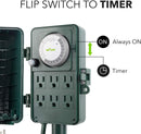 BN-LINK 24 Hour Mechanical Outdoor Multi Socket Timer - Black/Green Like New