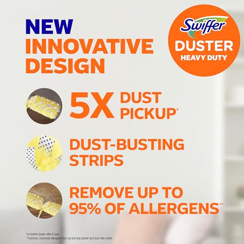 SWIFFER DUSTER KIT 6 FT SUPER EXTENDABLE HANDLE HEAVY DUTY 8 REFILLS - YELLOW - Like New