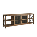 WALKER EDISON RUSTIC MODERN FARMHOUSE METAL AND WOOD TV STAND, 70" - Rustic Oak - Like New