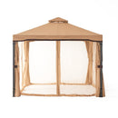 SKYLINE OUTDOOR CURTAINS WITH MOSQUITO NETTING 10 X 10 FOOT - BEIGE/NUTMEG - Like New