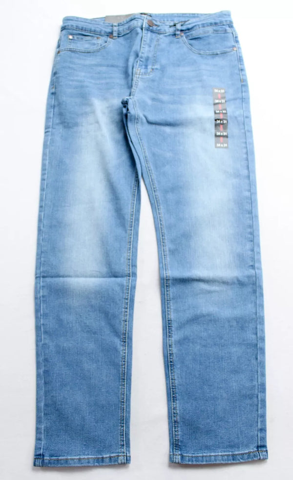 BLU ROCK MEN'S FLEX STRETCH SLIM FIT STRAIGHT JEANS - MEN 34X31 - LIGHT BLUE - Brand New
