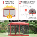 VIVOHOME 8x8ft Easy Pop-Up Canopy Outdoor Screen Tent Mesh Mosquito - Red - Like New
