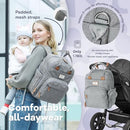 RUVALINO DIAPER BAG BACKPACK - MULTIFUNCTION WATERPROOF BACKPACK - GRAY - Brand New