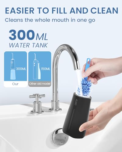 AUIEI-Y205 WATER FLOSSER TEETH PICK 9 JET TIPS CORDLESS ORAL IRRIGATOR Black New