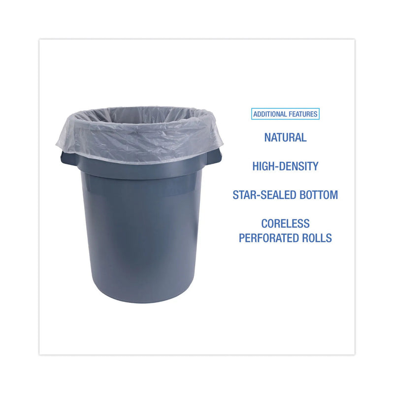 GEN HIGH DENSITY CAN LINERS 16 GAL 0.31 MIL 20 ROLLS 1000 BAGS TOTAL - CLEAR - Brand New