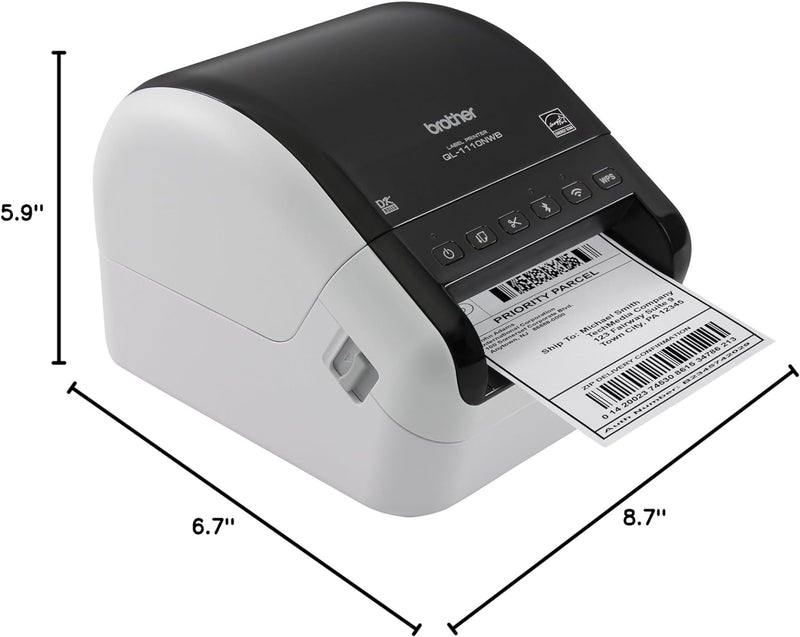 Brother QL-1110NWB Wide Format Thermal Label Printer w/Wireless 4" - White/Black - Like New