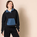 AMAZON ESSENTIALS WOMEN'S TEDDY FLEECE QUARTER HOODED JACKET - SIZE: L - BLACK - Brand New