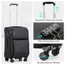 Hanke Expandable Softside Carry Luggage, Rolling Suitcase Spinner Wheels-Black - Brand New