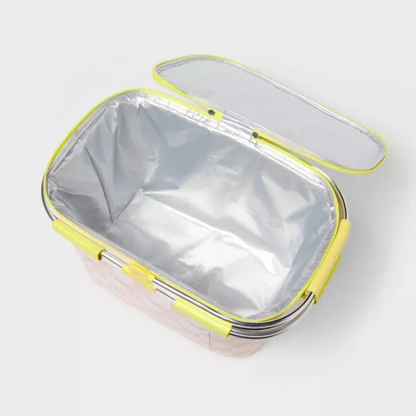 SUN SQUAD 36 CANS/31QT SOFT SIDED COOLER - BEIGE CHECKERED/YELLOW - Like New