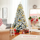 COSTWAY 7.5 FT Snow Flocked Christmas Tree, Artificial Hinged Pine Tree White - Brand New