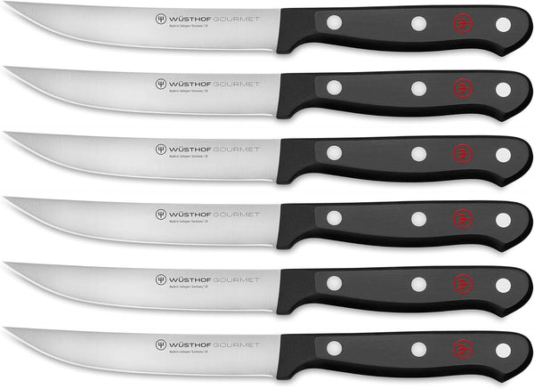 Wusthof Gourmet 6-Piece Steak Knife Set - Black / Silver Like New