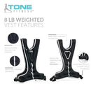 TONE FITNESS WEIGHTED VEST | 8LB HHWV-TN-8 - BLACK - Like New
