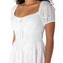 CELEBRITY PINK BRIDGERTON EYELET PUFF SLEEVE MINI DRESS - SIZE: WOMEN S - WHITE - Brand New