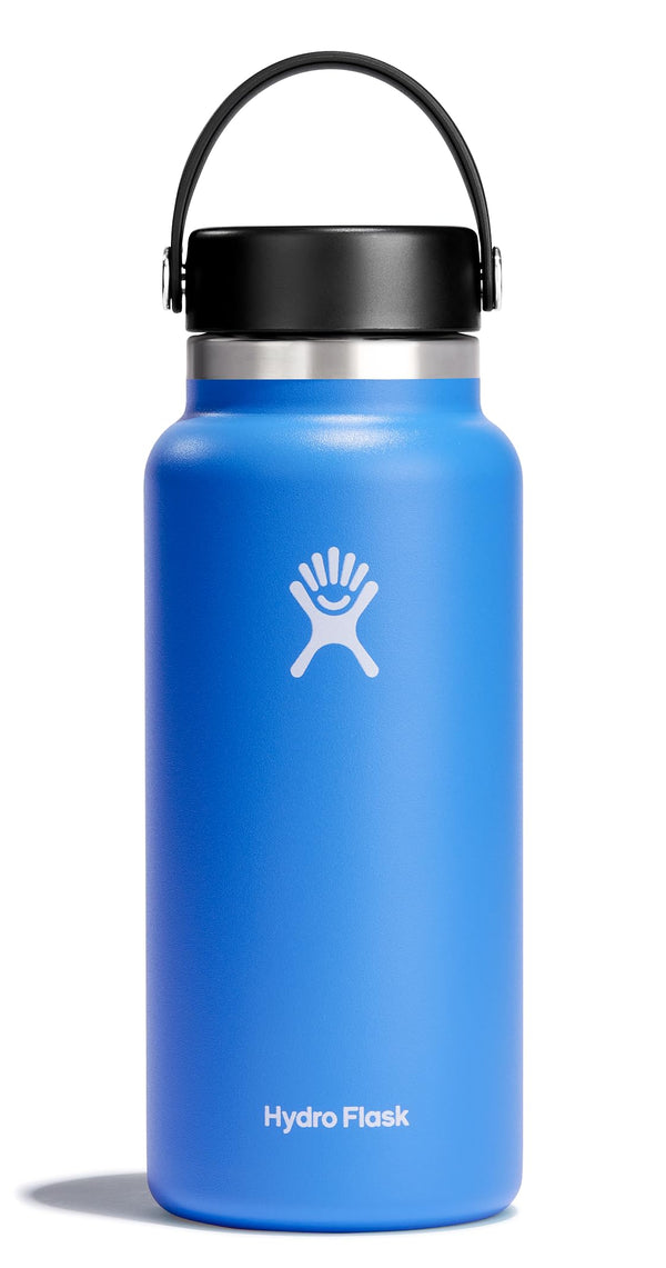 HYDRO FLASK WATER BOTTLE - INSULATED STAINLESS STEEL WIDE MOUTH - CASCADE BLUE - Brand New