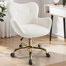 BESTERA VANITY CHAIR WITH WHEELS, CUTE HOME OFFICE DESK CHAIRS - WHITE/BROWN - Like New