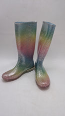 KomForme Womens Knee High Waterproof Rain Boots Glitter, Glitter,Size 6 - Like New