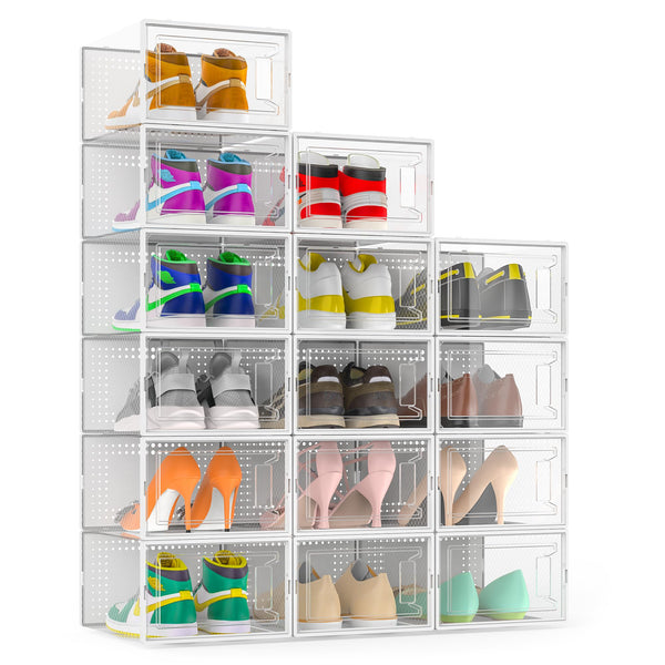 SECRET PLACE SECRET SPACE LARGE SHOE ORGANIZER STORAGE BOXES, 15 PACK - WHITE - Brand New