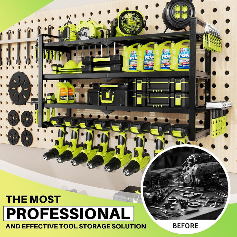 LARGE POWER TOOL ORGANIZER WALL MOUNT HEAVY DUTY 8 DRILL HOLDER - Scratch & Dent