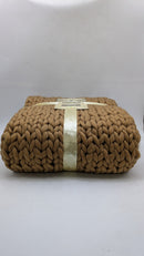 GOLD TEXTILES Chunky Knit Blanket (50x60", Handmade, Throw, Brown, 1) - Brand New