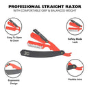 Black Widow Professional Barber Straight Edge Razor Stainless Steel Shavette - Brand New